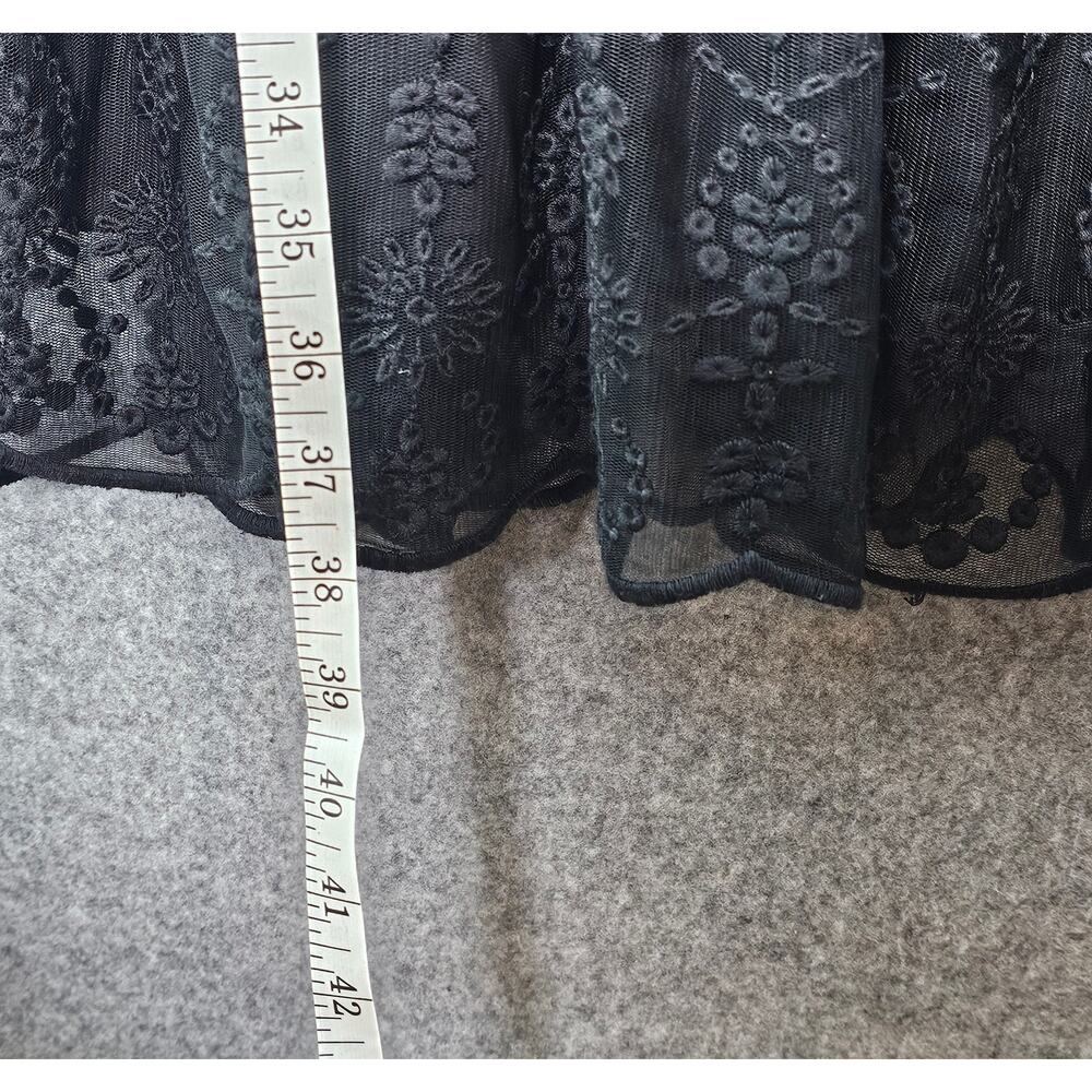 Garnet Hill Black Lace Dress Embroidered Scallop Hem Womens Size 6 Whimsygoth - Picture 5 of 8